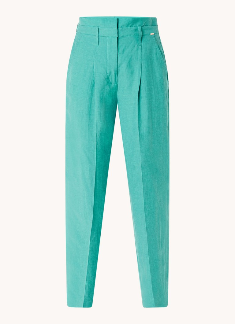 CINQUE Dames Cisusi high waist tapered fit pantalon in linnenblend met steekzakken in de kleur Zeegroen