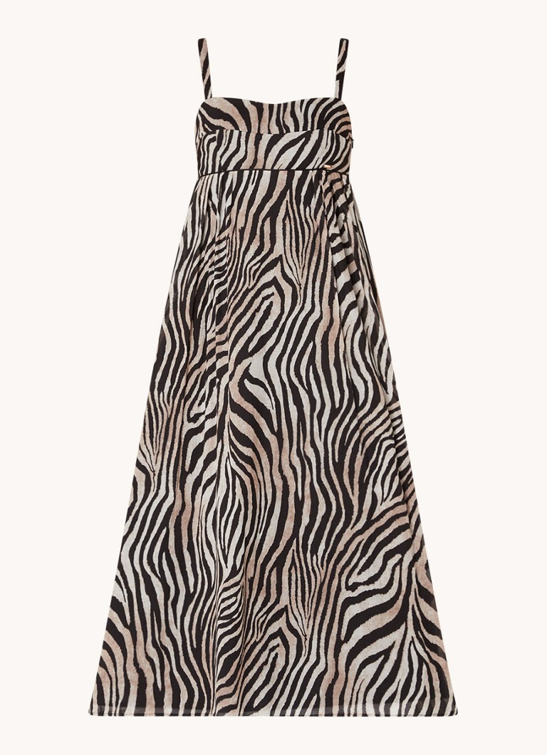 CINQUE Dames Cietty midi jurk met zebraprint in de kleur Lichtbruin