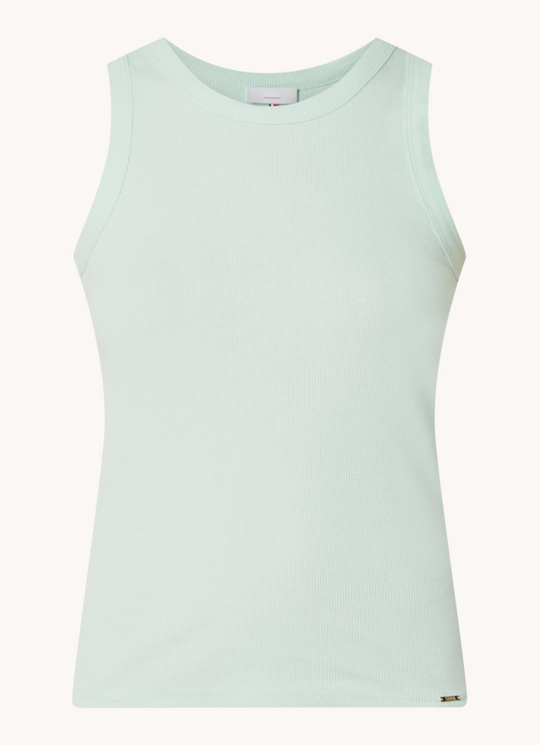 CINQUE Dames Ciria tanktop met ribstructuur en ronde hals in de kleur Mosgroen