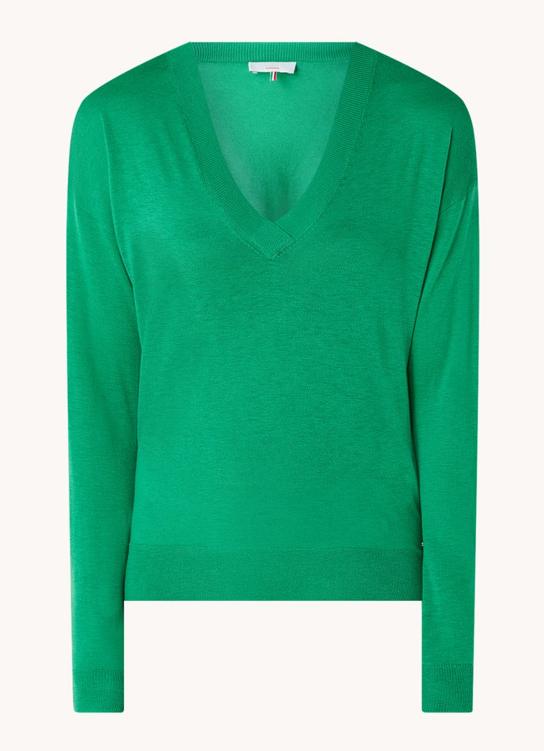 CINQUE Dames Cijill fijngebreide pullover in kasjmierblend met V-hals in de kleur Donkergroen