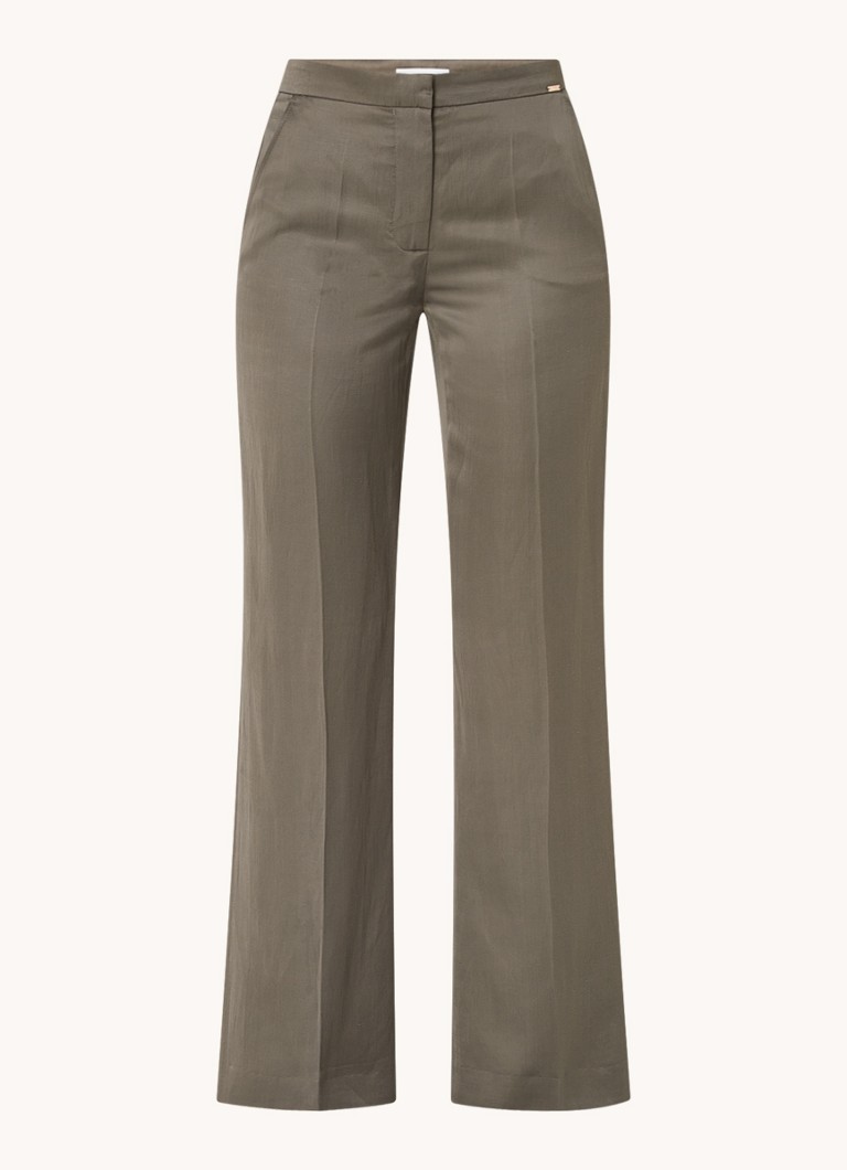 CINQUE Dames Cisong high waist wide fit pantalon in linnenblend in de kleur Donkergrijs