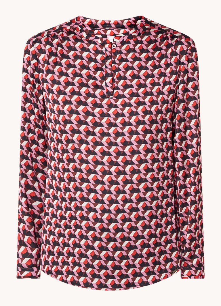 Cinque Dames Citaube tuniek van satijn met grafische print in de kleur Roze