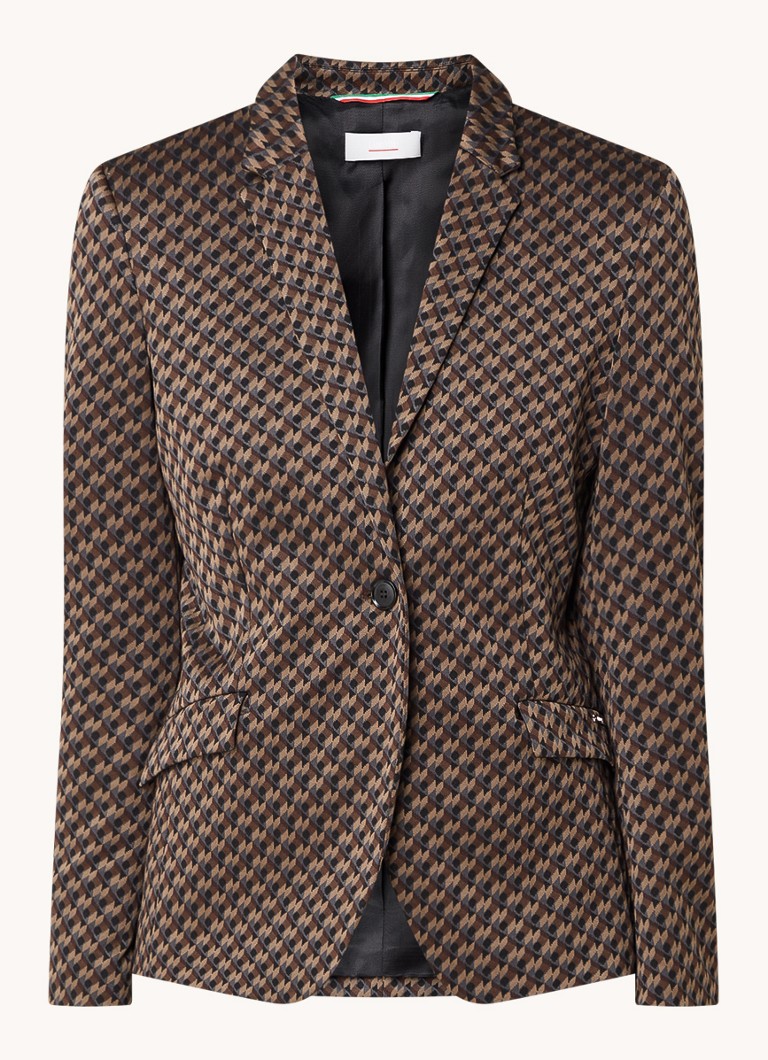 Cinque Dames Cileon blazer met schoudervulling en print in de kleur Bruin