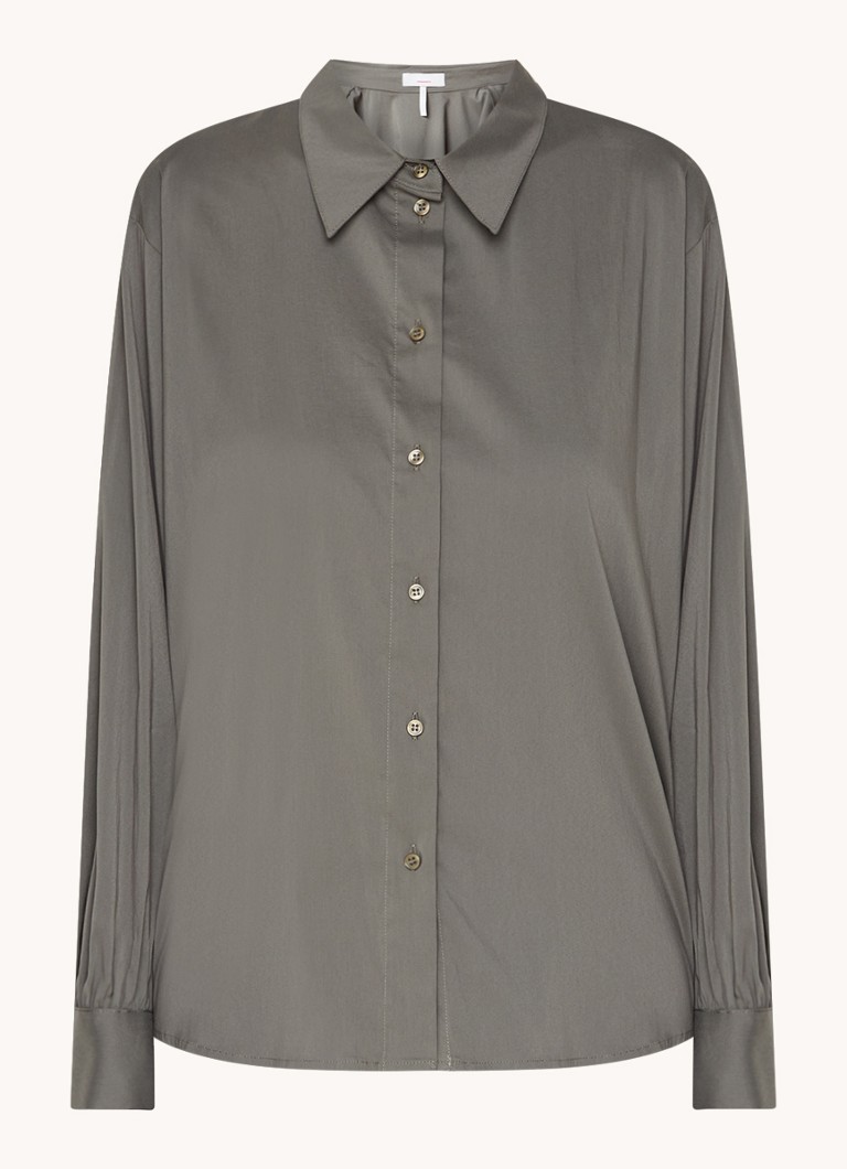 Cinque Dames Cipalmona blouse met ballonmouw in de kleur Olijfgroen