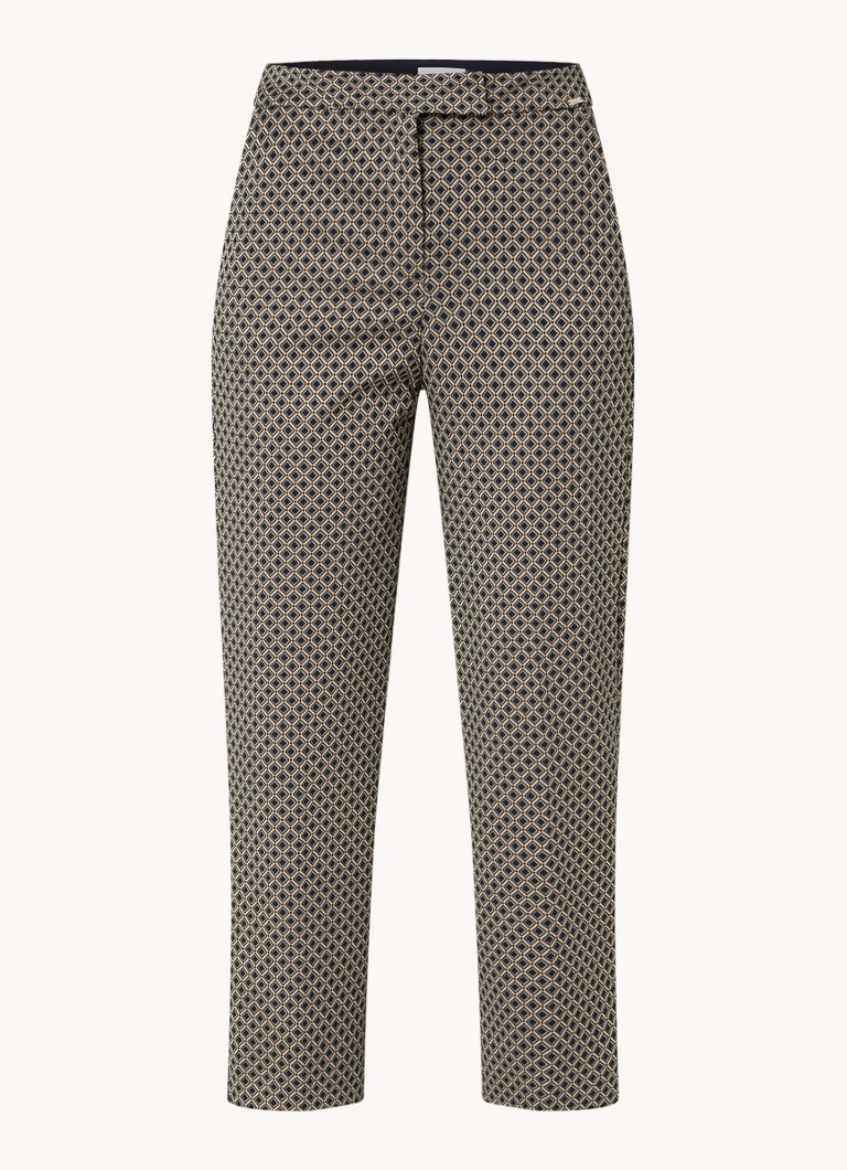 Cinque Dames Cihennes high waist tapered fit pantalon met print in de kleur Donkerbeige