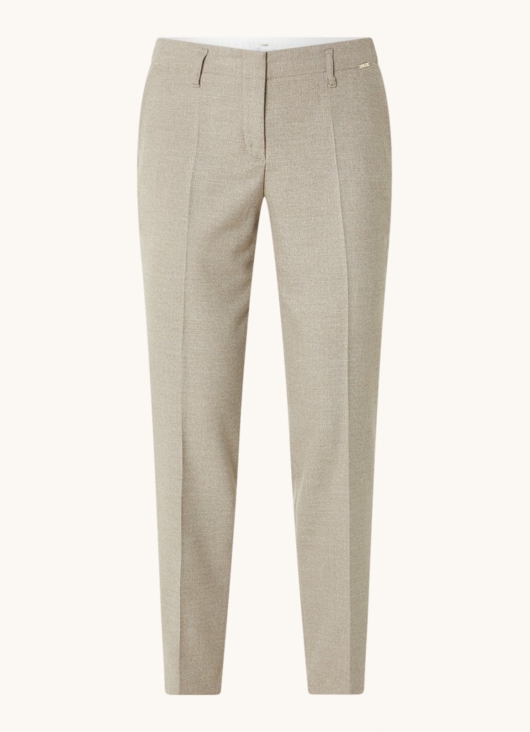 Cinque Dames Cihamelin mid waist tapered cropped fit pantalon met steekzakken in de kleur Donkerbeige