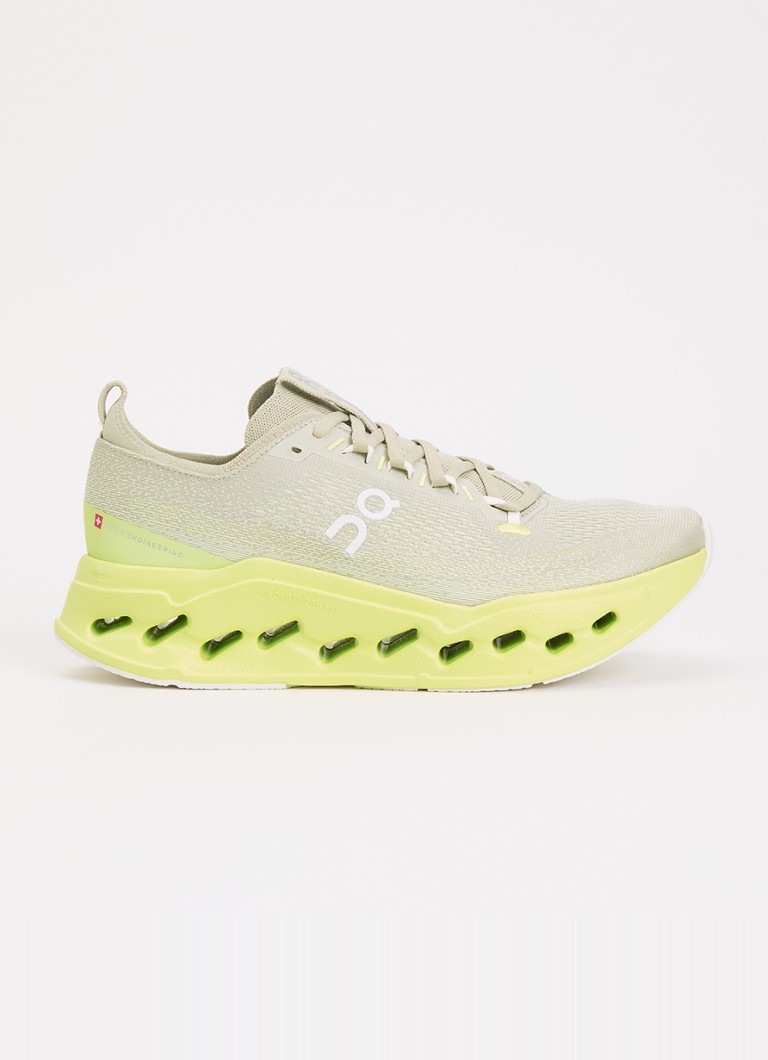On Heren Cloudsurfer Max sneaker van mesh met logo in de kleur Neongeel, maat: 43