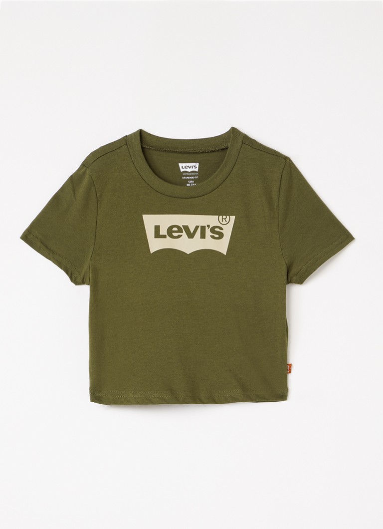 Levi's Jongens Batwing T-shirt met logo in de kleur Olijfgroen, maat: 62