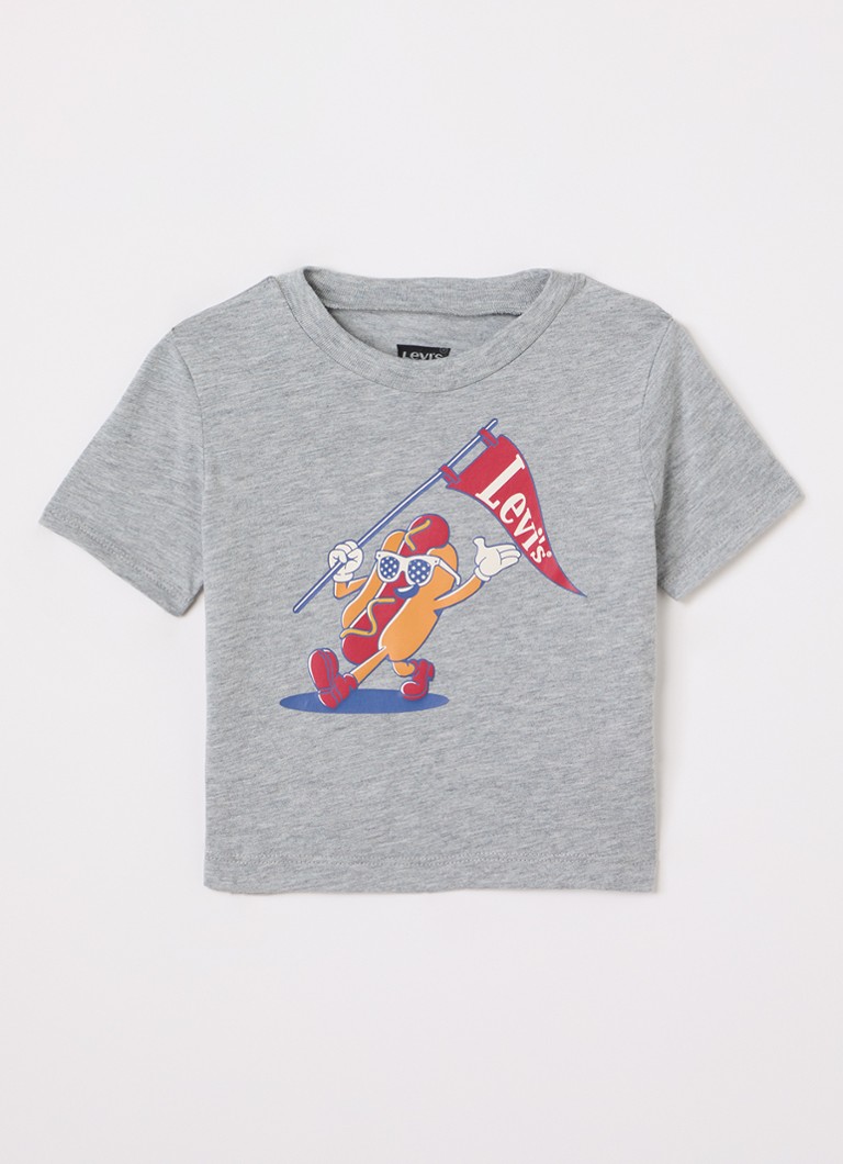 Levi's Jongens Parading Hot Dog T-shirt met logoprint in de kleur Grijsmele, maat: 36M=98
