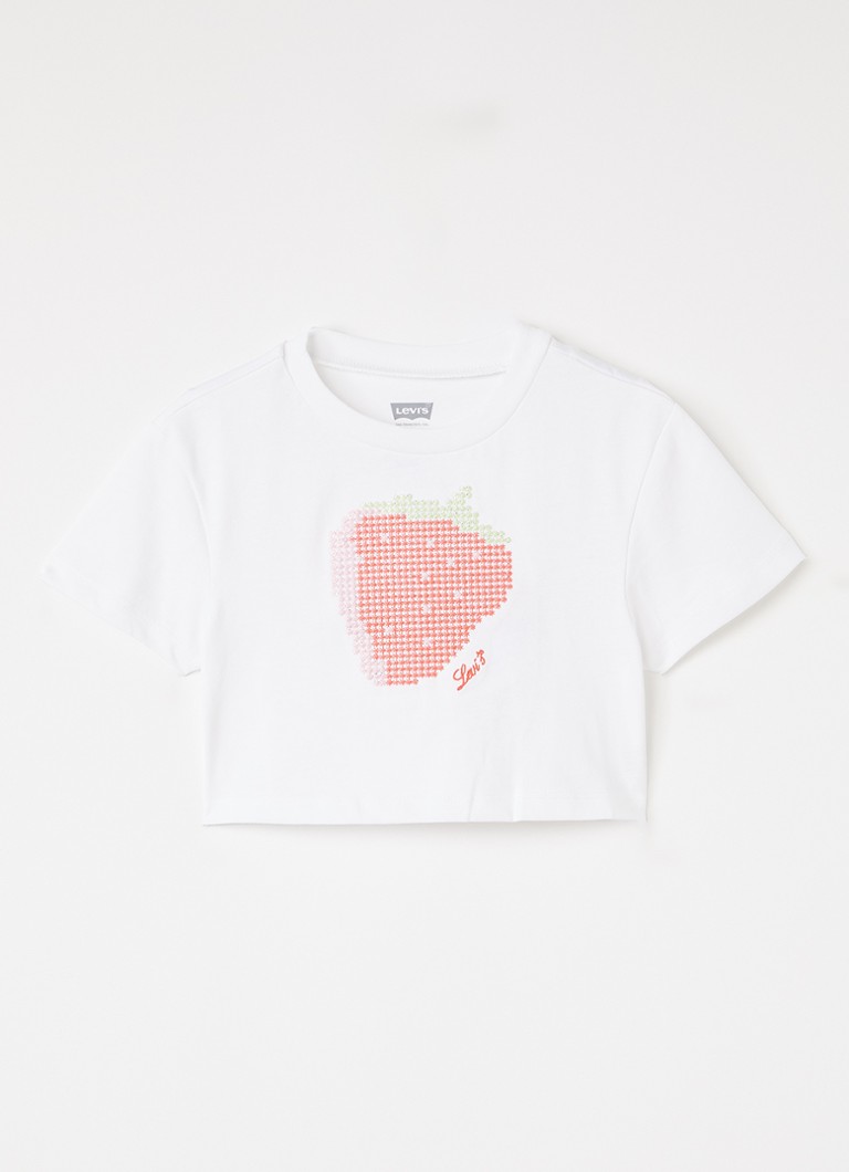 Levi's Meisjes Strawberry T-shirt met pailletten in de kleur Wit, maat: 24M=92