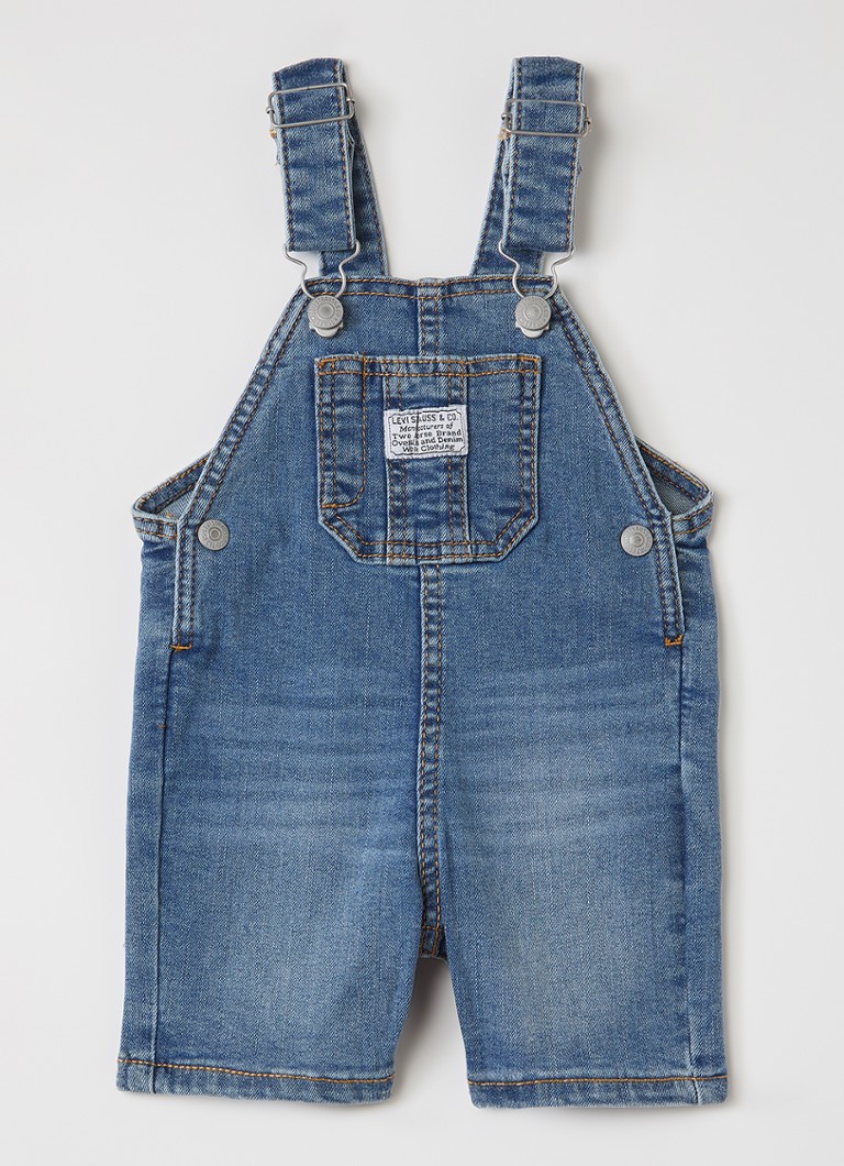 Levi's Meisjes Straight fit tuinbroek met logo in de kleur Indigo, maat: 24M=92