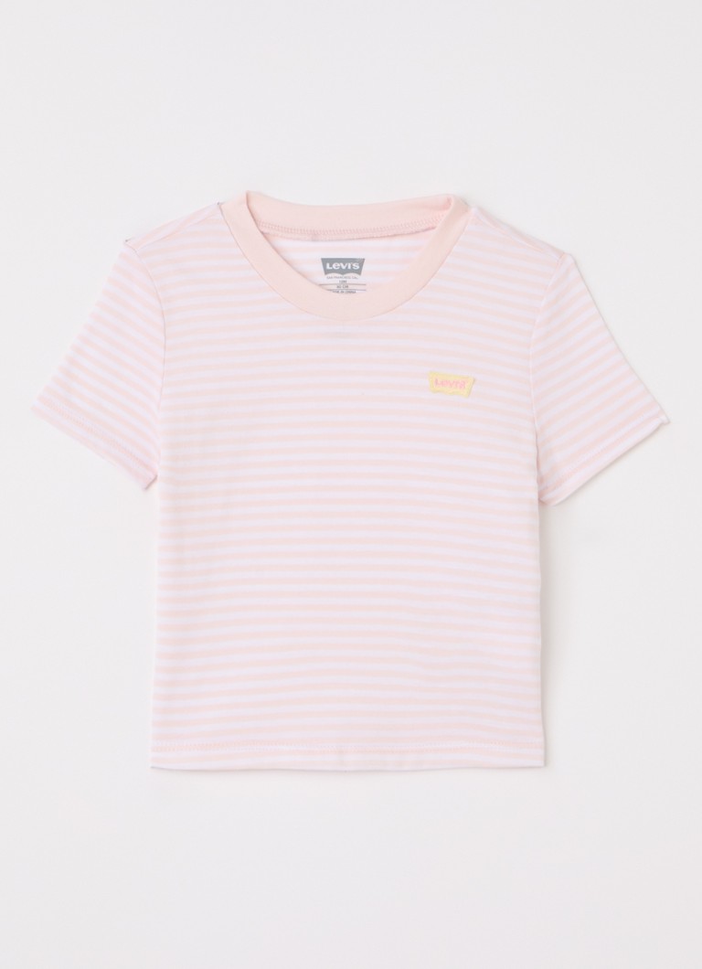 Levi's Jongens T-shirt met streepprint in de kleur Lichtroze, maat: 12M=80