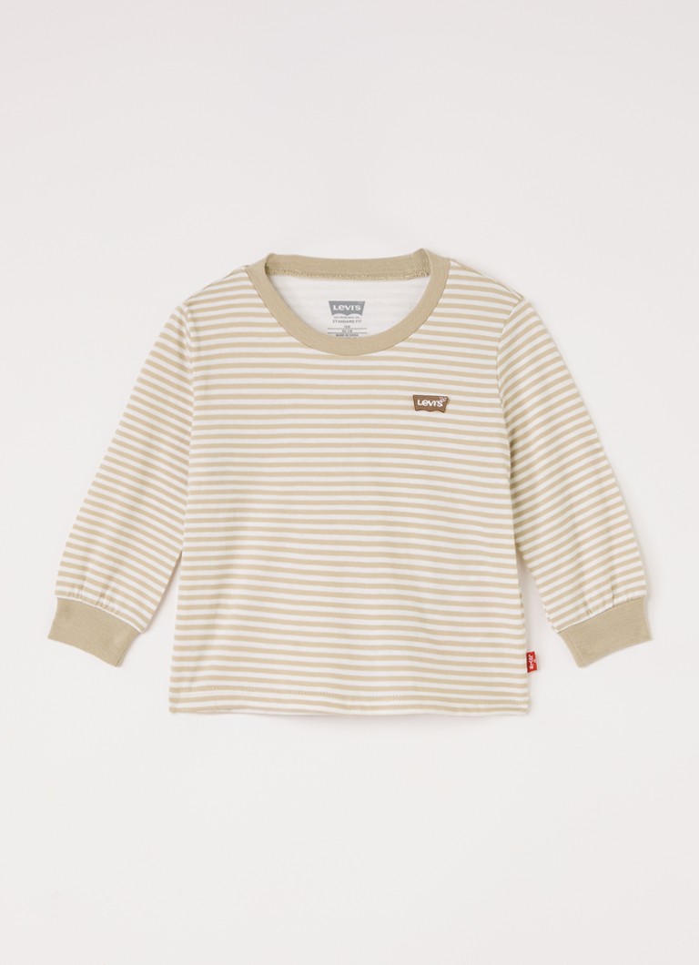 Levi's Jongens Longsleeve met streepprint in de kleur Beige, maat: 3M=62