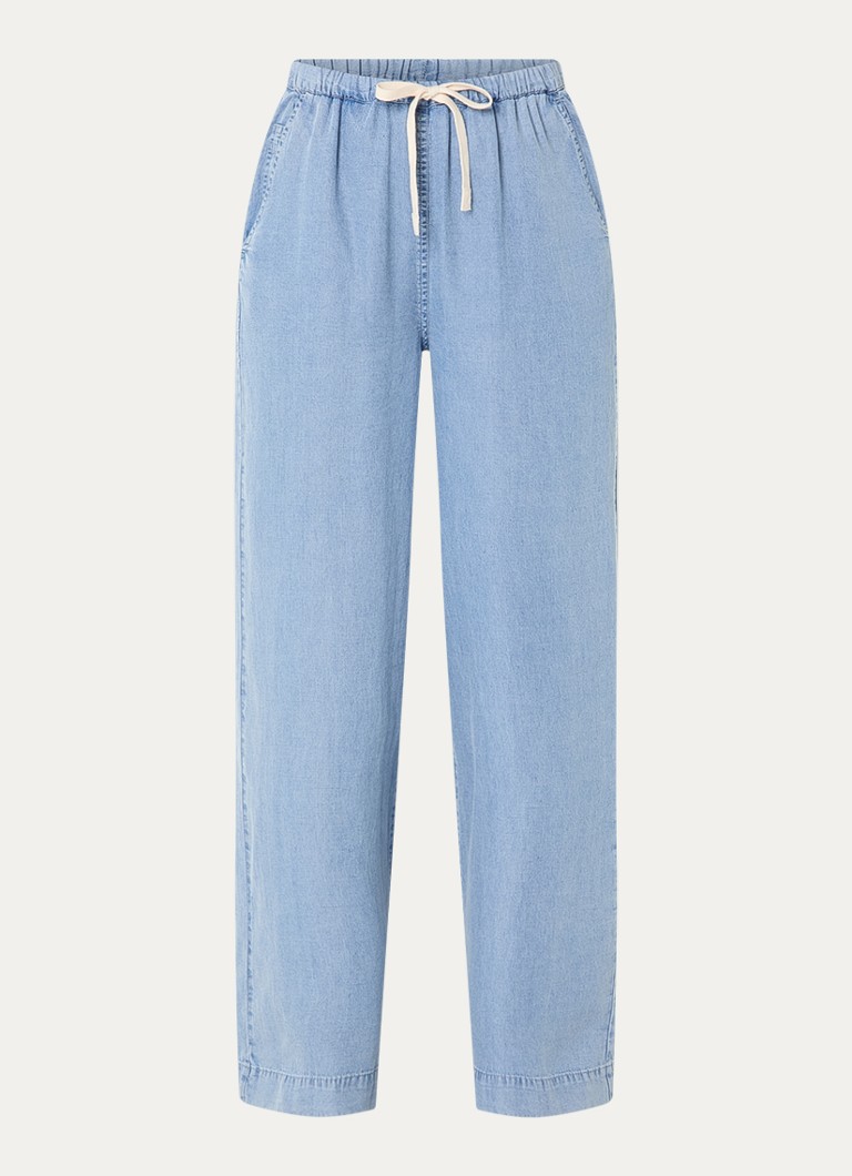 Moscow Dames Barrow high waist wide fit broek van chambray in de kleur Indigo