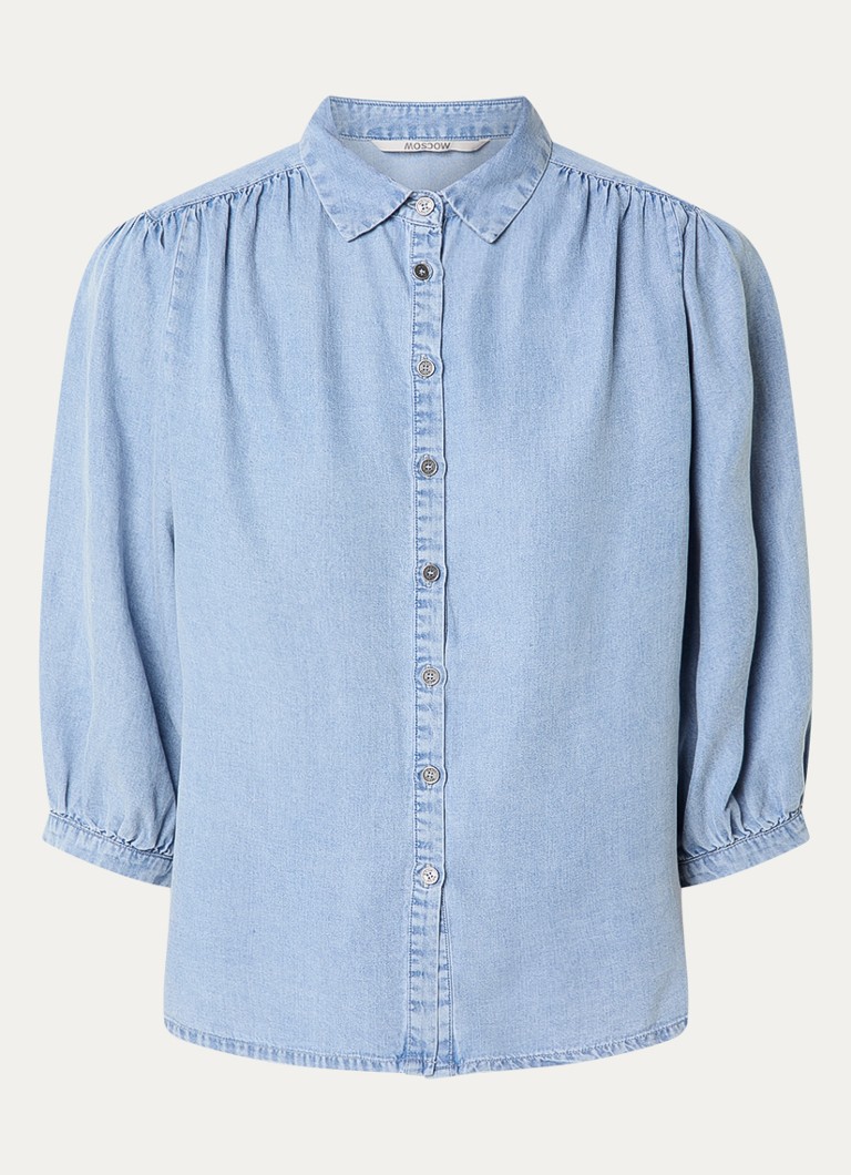 Moscow Dames Jorn blouse van chambray in de kleur Blauwgrijs