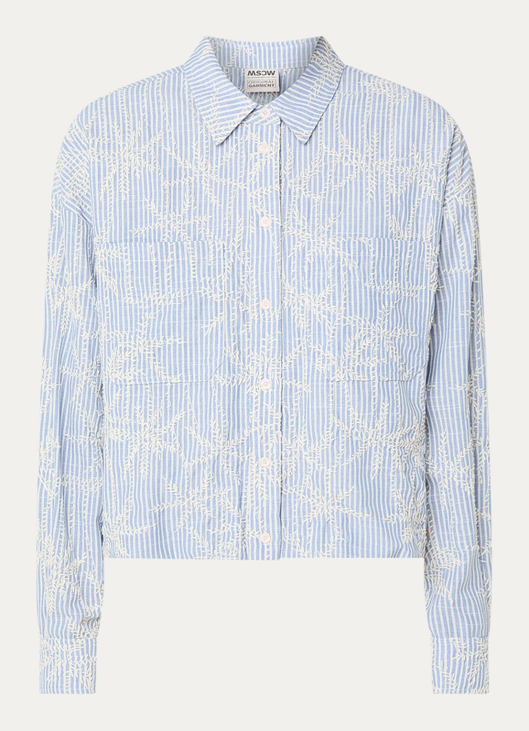 Moscow Dames Femilia blouse met bloemenprint en borstzakken in de kleur Blauw