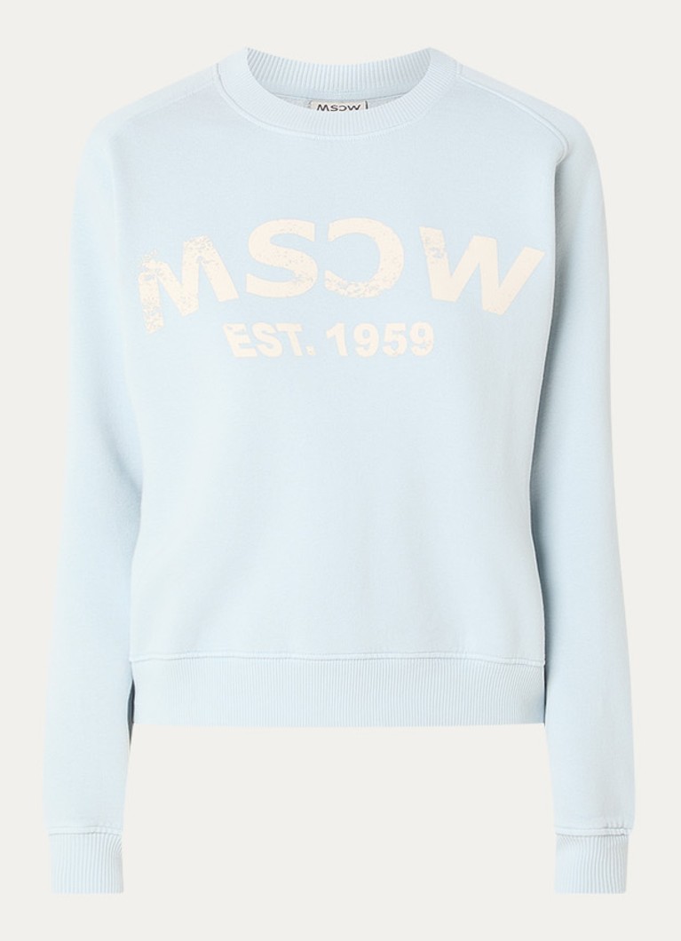 Moscow Dames Pepper sweater met logoprint in de kleur Lichtblauw