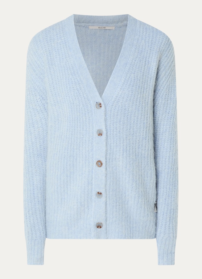 Moscow Dames Teddy fijngebreid vest in alpaca wolblend met V-hals in de kleur Lichtblauw