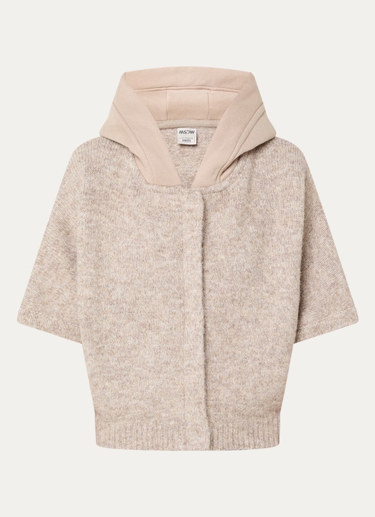 Moscow Dames Timmy fijngebreid vest in wolblend met capuchon in de kleur Beige