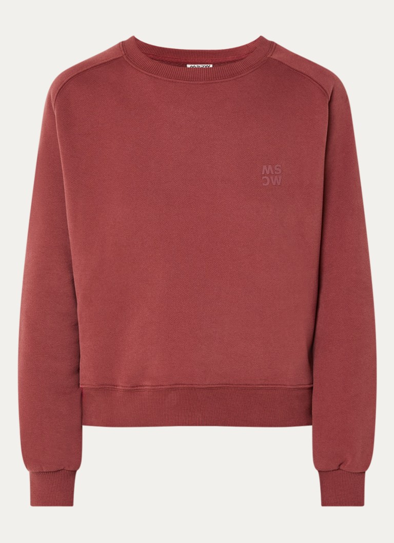Moscow Dames Sweater met logo- en backprint in de kleur Oranjerood