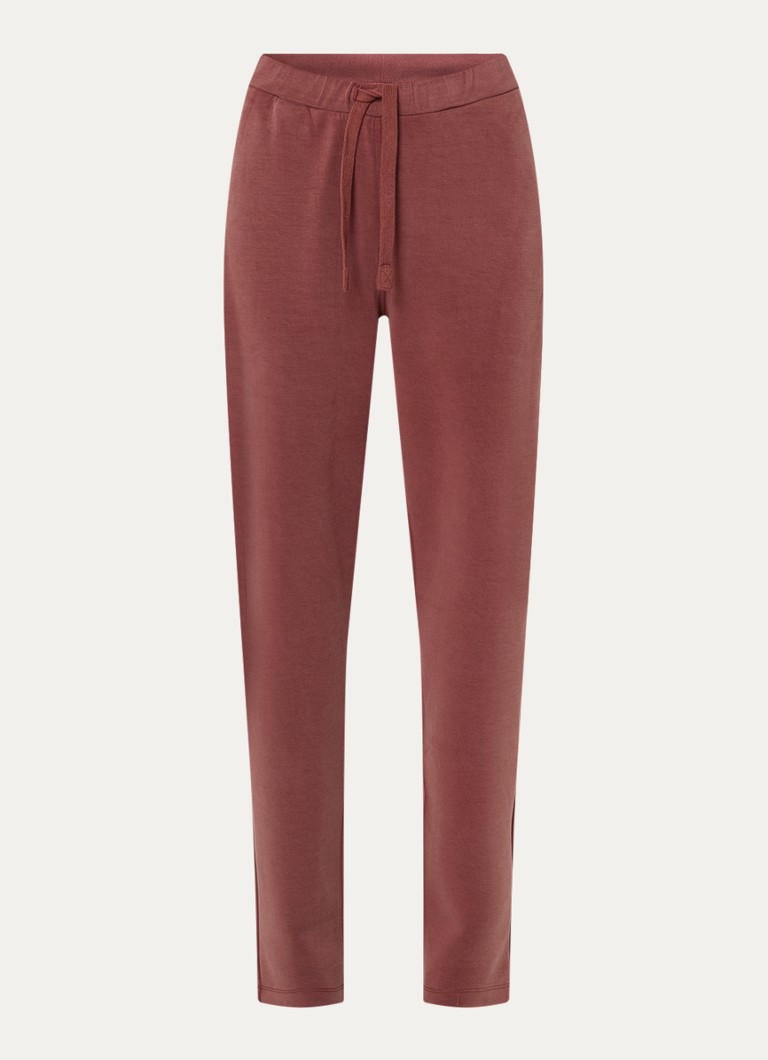 Moscow Dames Almas high waist slim fit joggingbroek met steekzakken in de kleur Roodbruin