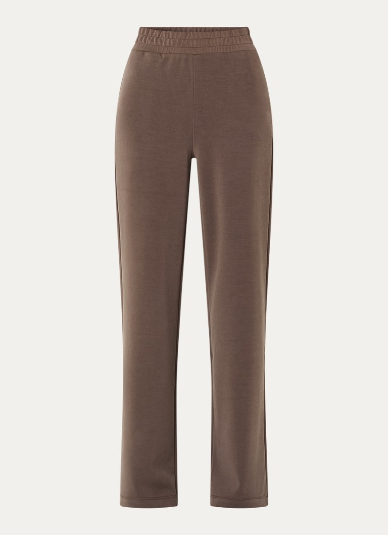 Moscow Dames High waist straight fit joggingbroek met steekzakken in de kleur Lichtbruin