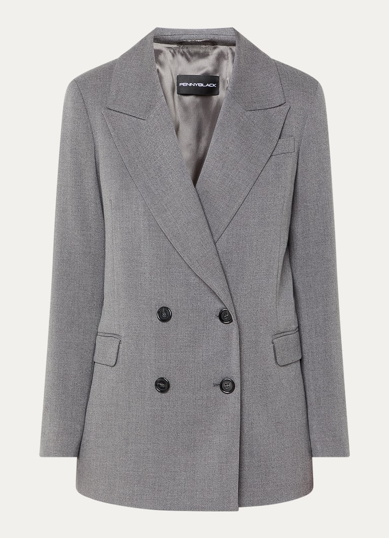 Pennyblack Dames Raduno double-breasted blazer met klepzakken in de kleur Middengrijs