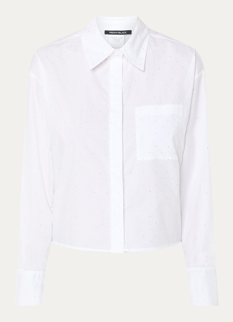 Pennyblack Dames Kirie blouse met streepprint en strass in de kleur Wit