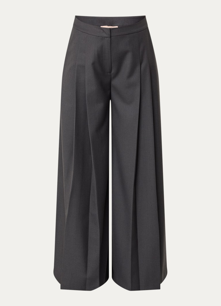 Pennyblack Dames Ittita high waist wide fit pantalon met plooidetail in de kleur Donkergrijs
