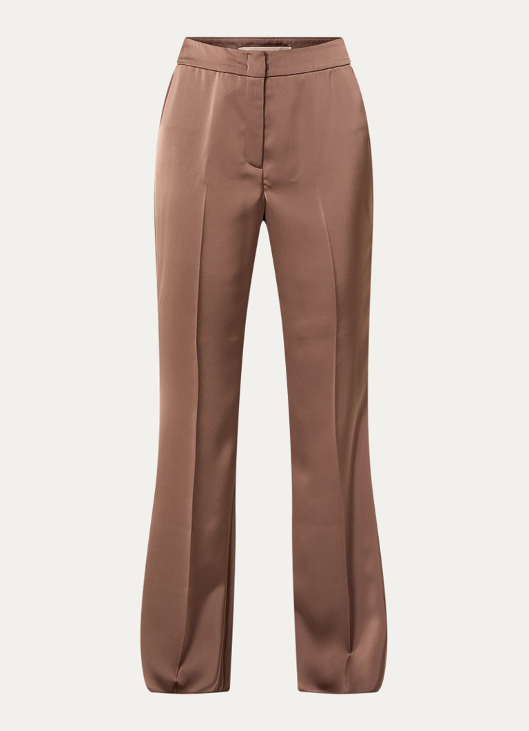 Pennyblack Dames Rodano high waist straight fit pantalon van satijn in de kleur Bruin