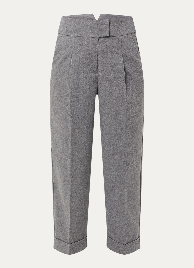 Pennyblack Dames High waist straight fit cropped pantalon met steekzakken in de kleur Middengrijs