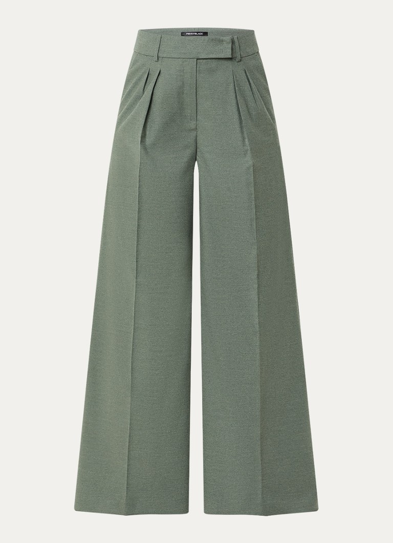 Pennyblack Dames Scala high waist wide fit pantalon in wolblend in de kleur Olijfgroen
