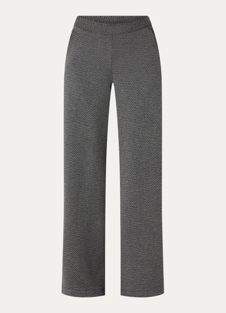Pennyblack Dames Ristoro high waist wide fit pantalon met visgraatdessin in de kleur Zwart