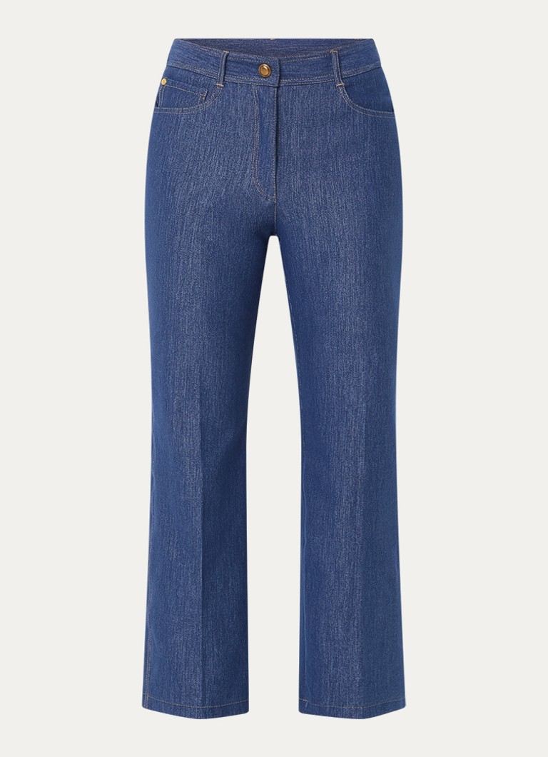 Pennyblack Dames High waist straight fit cropped broek van chambray in de kleur Indigo