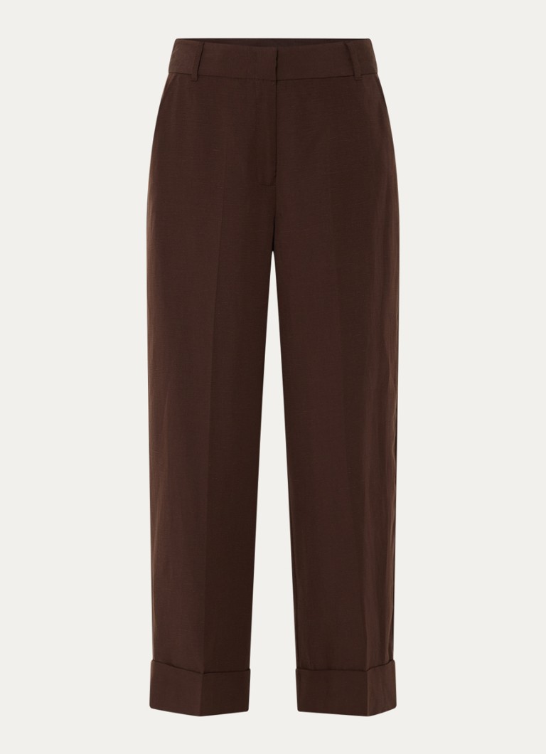Pennyblack Dames Zimino high waist wide fit pantalon in linnenblend in de kleur Donkerbruin