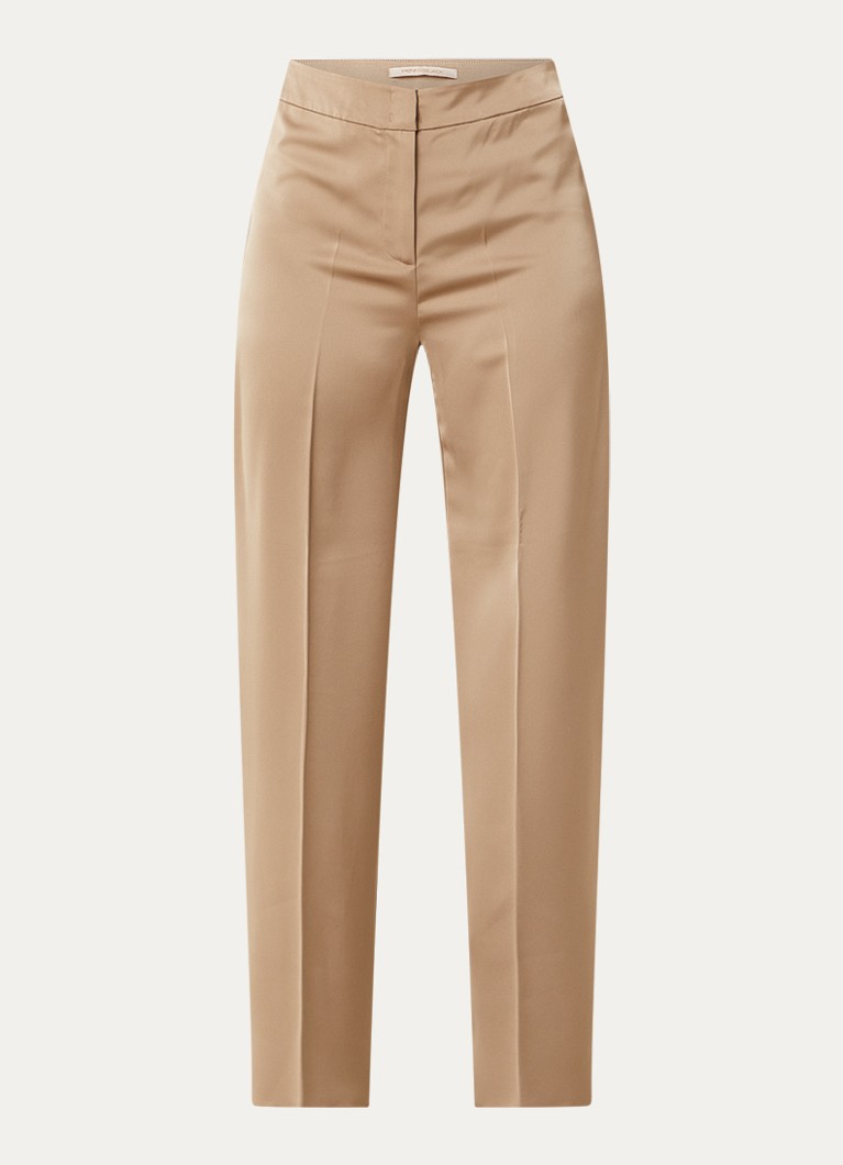 Pennyblack Dames Mid waist wide fit pantalon van satijn in de kleur Camel