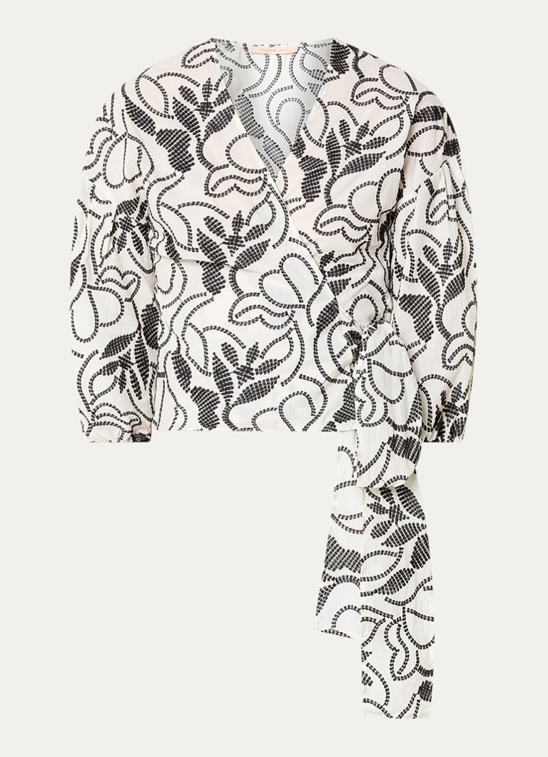 Pennyblack Dames Blouse met strikceintuur met bloemenprint in de kleur Wit