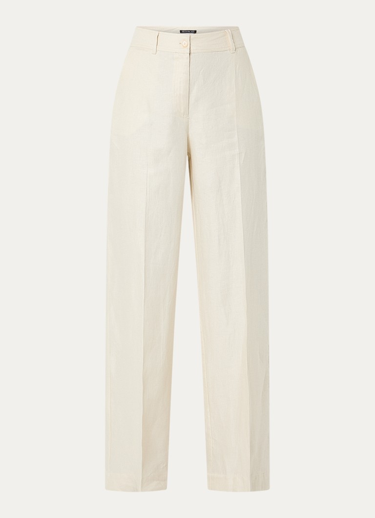 Pennyblack Dames High waist loose fit pantalon van linnen met steekzakken in de kleur Gebroken wit