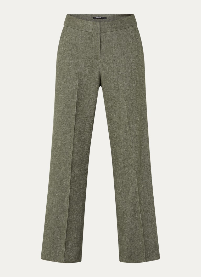 Pennyblack Dames Amaca high waist loose fit broek in linnenblend in de kleur Bronsgroen
