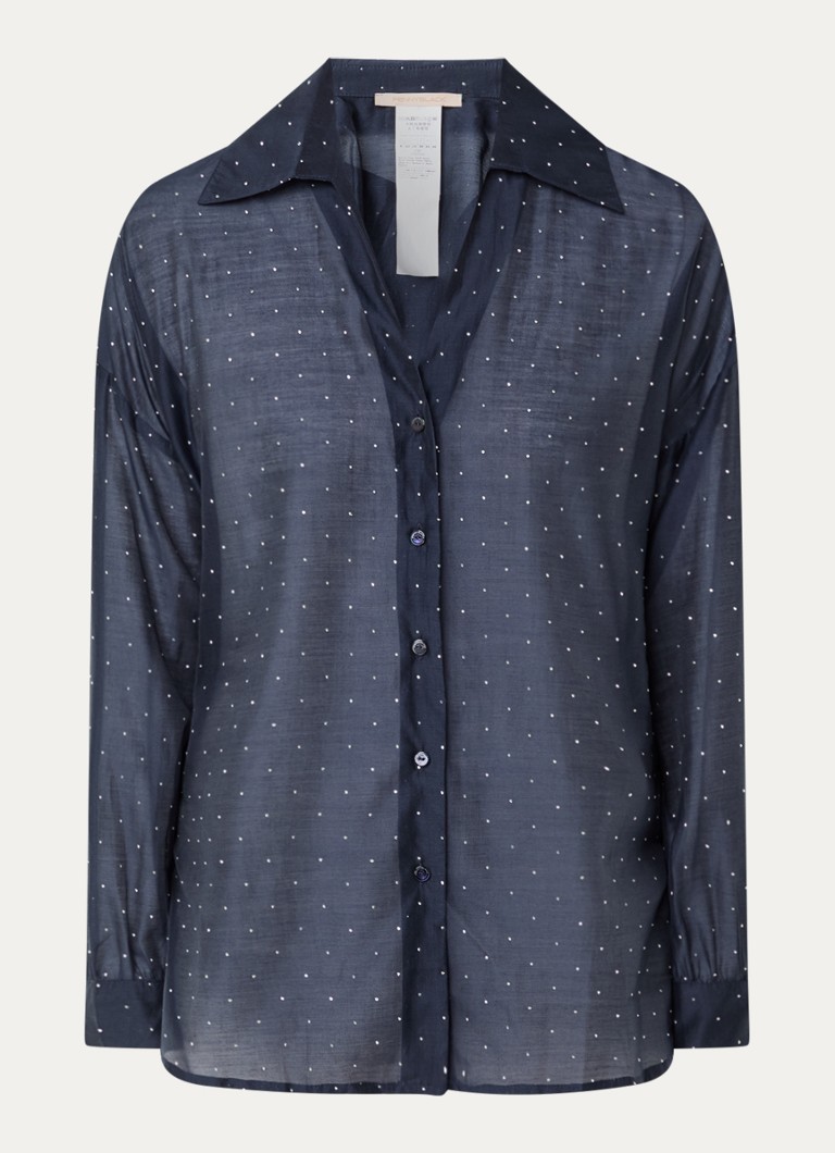 Pennyblack Dames Semi-transparante blouse met strass in de kleur Donkerblauw
