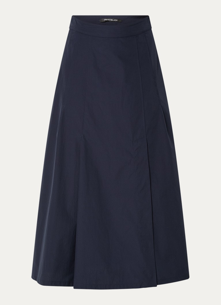 Pennyblack Dames Gonna midi rok met steekzakken in de kleur Donkerblauw