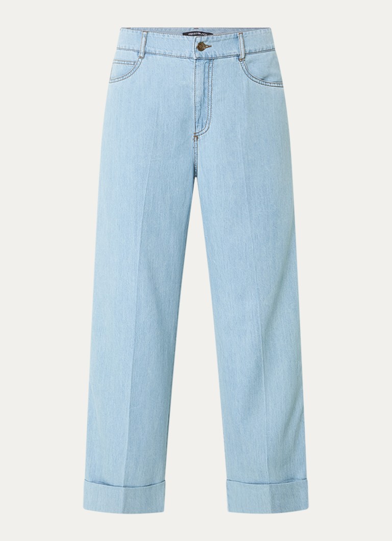 Pennyblack Dames High waist straight leg jeans in linnenblend met lichte wassing in de kleur Indigo