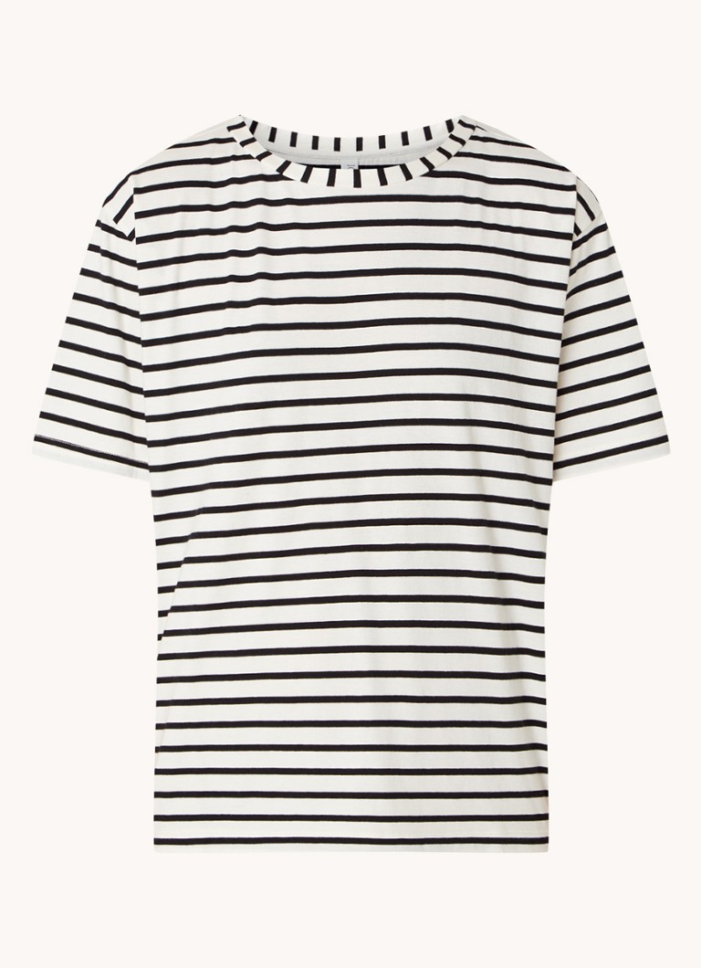 10DAYS Dames T-shirt met streepprint in de kleur Gebroken wit