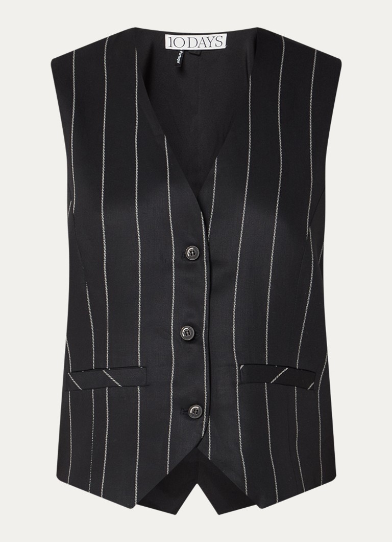 10DAYS Dames Gilet met krijtstreep in de kleur Zwart