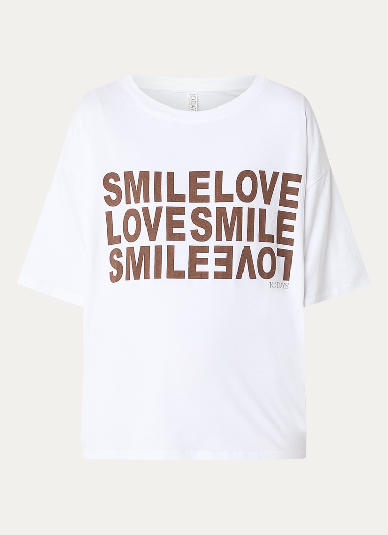10DAYS Dames T-shirt met print in de kleur Wit