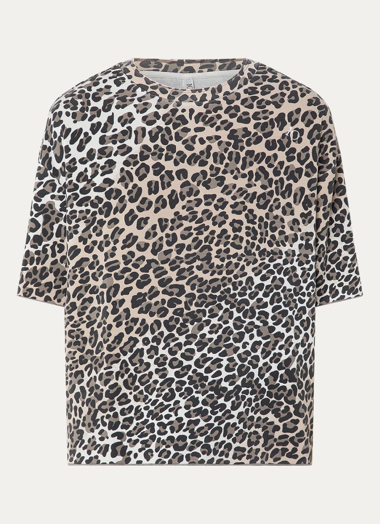 10DAYS Dames T-shirt met panterprint in de kleur Beige