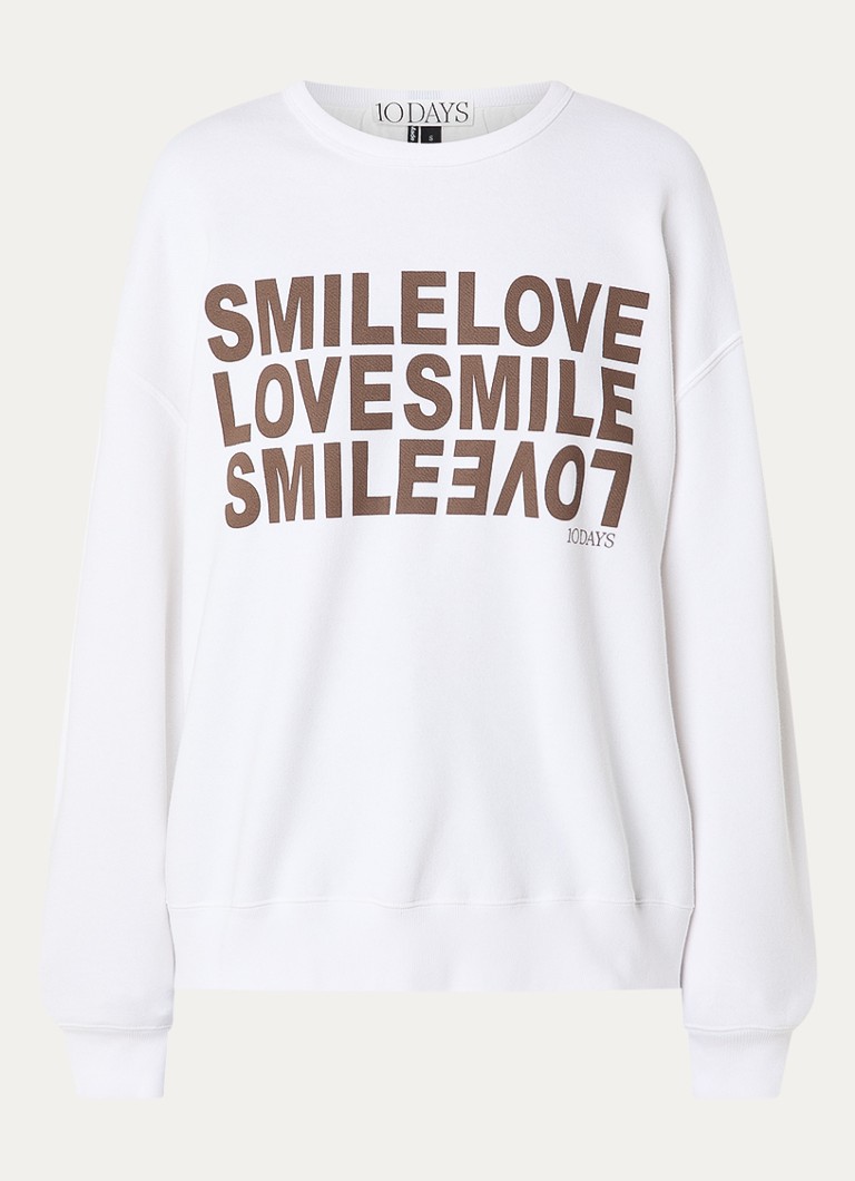 10DAYS Dames Sweater met print in de kleur Wit