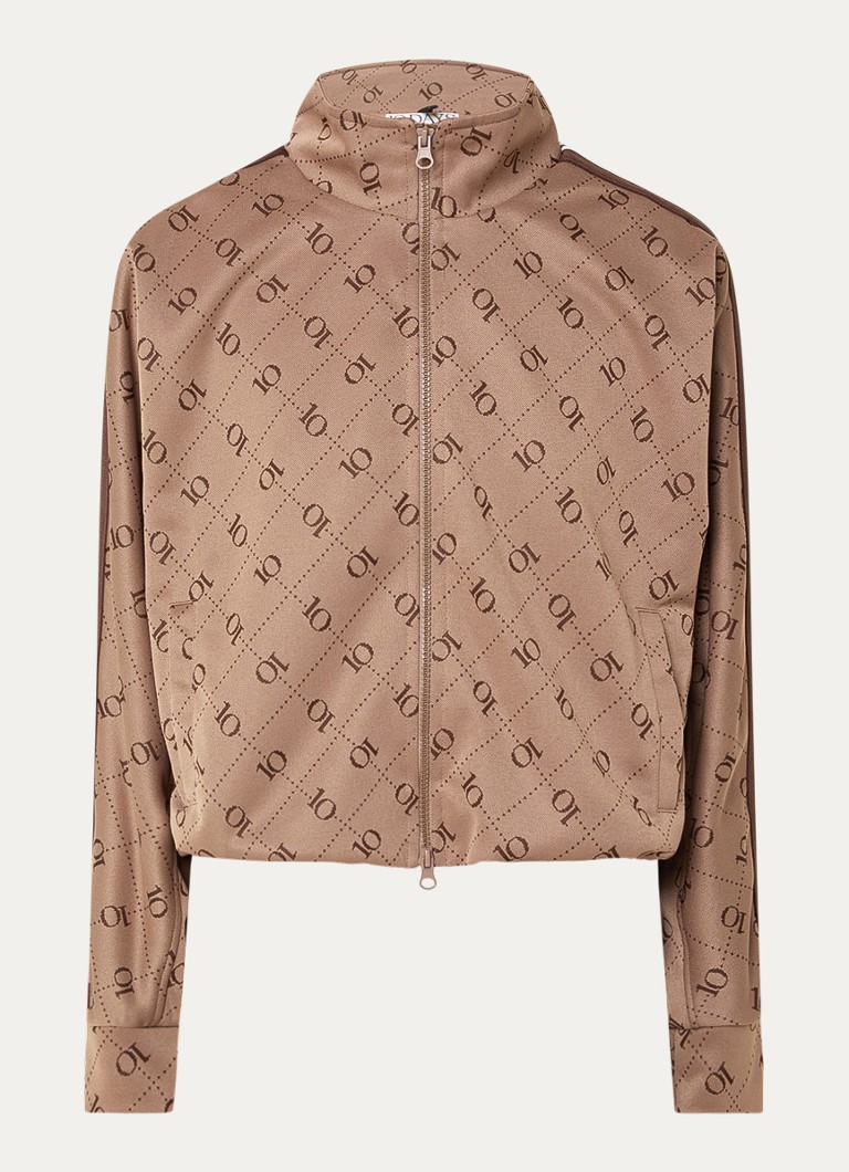 10DAYS Dames Sweatvest met logo en steekzakken in de kleur Bruin