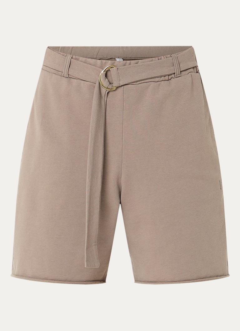10DAYS Dames High waist wide fit korte broek met ceintuur in de kleur Lichtbruin