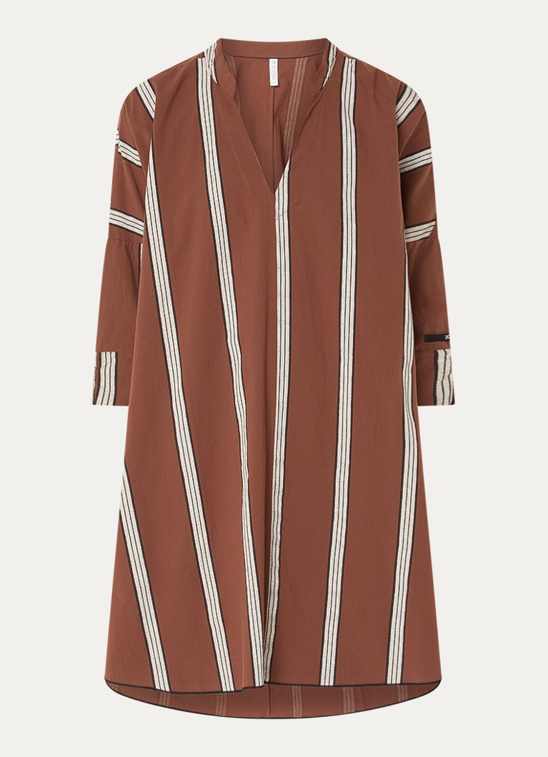 10DAYS Dames Midi tuniekjurk met streepprint in de kleur Bruin